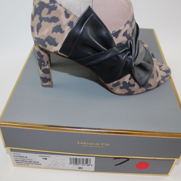 Louise et Cie Lo Idola Open Toe Bootie Heeled Boot Leopard Women Shoe 7 NEW FLAW - Picture 11 of 13